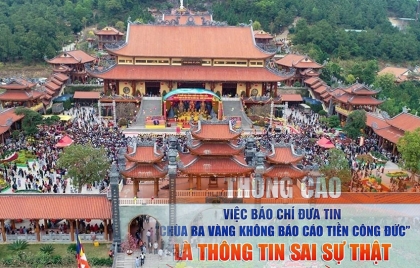 Có hay không thông tin ‘Chùa Ba Vàng không báo cáo thu chi tiền công đức’?